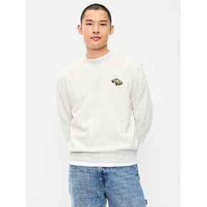 Old Navy Oversized Logo Graphic Crew-Neck Sweatshirt - Heather Light Gray in Kuwait
