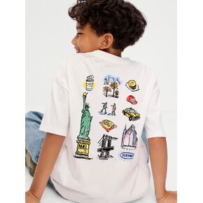 Old Navy Oversized Short-Sleeve Graphic T-Shirt for Boys - White Lilies in Kuwait