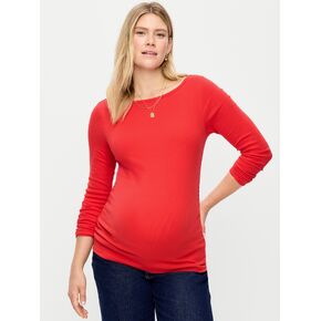 Old Navy Maternity Snug Long-Sleeve Boatneck T-Shirt - Scotty Red in Kuwait