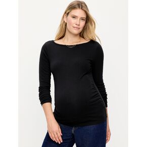 Old Navy Maternity Snug Long-Sleeve Boatneck T-Shirt - Black Jack in Kuwait
