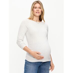 Old Navy Maternity Snug Long-Sleeve Boatneck T-Shirt - Light Gray Heather in Kuwait