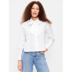 Old Navy Long-Sleeve Tie-Neck Button-Down Shirt - Calla Lily in Kuwait