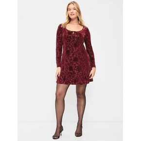 Old Navy Floral Burnout Velvet Fit & Flare Mini Dress - Reddy Or Not in Kuwait