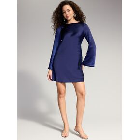 Old Navy The Occasion by Old Navy Bell-Sleeve Satin Tie-Back Mini Dress - Black Boysenberry in Kuwait