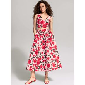 Old Navy The Occasion by Old Navy Taffeta Midi Skirt - Bold Red Floral in Kuwait