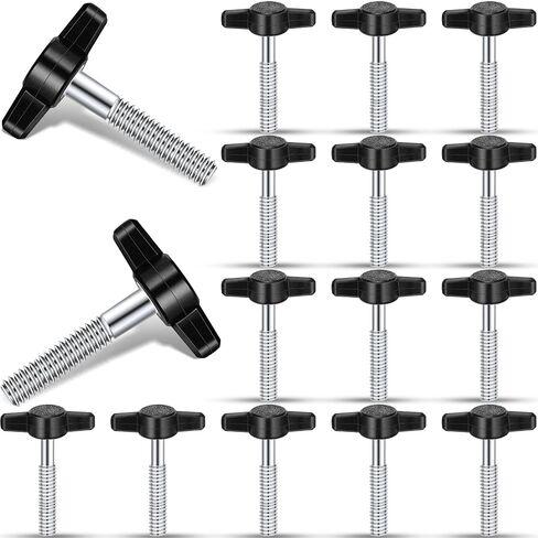 Tandefio 16 Pcs 1/4"-20 x 1-1/2" Stainless Steel Thumb Screw Adjustable Tee Wing Plastic Knob Thread Thumbscrew Black Wing Knob Bolt for Remove Replace Hand Clamping Tightening Power Supply in Kuwait