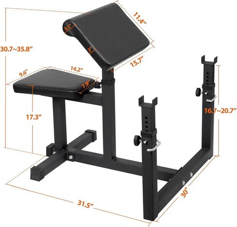 HSM Preacher Curl Weight Bench أقصى تحميل 450 رطل لتدريبات القوة وذراع جالسة معزولة بالحديد الدمبل ذات الرأسين محطة الصالة الرياضية المنزلية in Kuwait