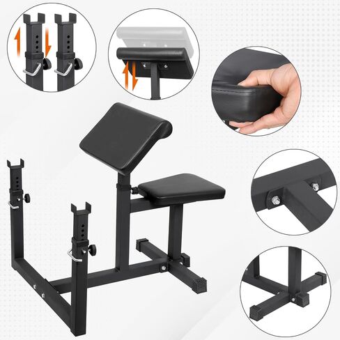 HSM Preacher Curl Weight Bench أقصى تحميل 450 رطل لتدريبات القوة وذراع جالسة معزولة بالحديد الدمبل ذات الرأسين محطة الصالة الرياضية المنزلية in Kuwait