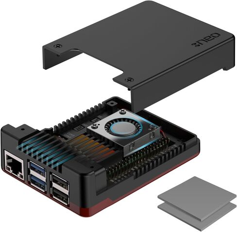 أرجون NEO 5 BRED لـ Raspberry Pi 5 | هيكل من الألومنيوم مع مروحة مدمجة in Kuwait