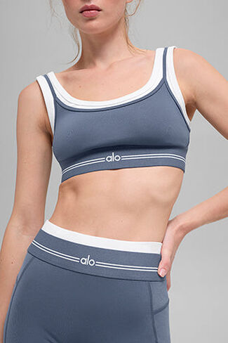 Alo Yoga Airbrush Better Together Bra - Bluestone/White in Kuwait