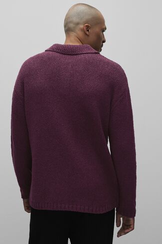 Alo Yoga Textured Knit Long Sleeve Polo - Rich Bordeaux in Kuwait