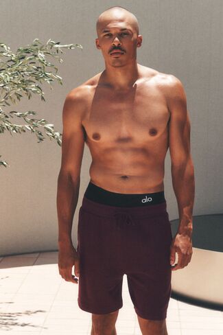 Alo Yoga 7" Waffle Lounge Short - Rich Bordeaux in Kuwait