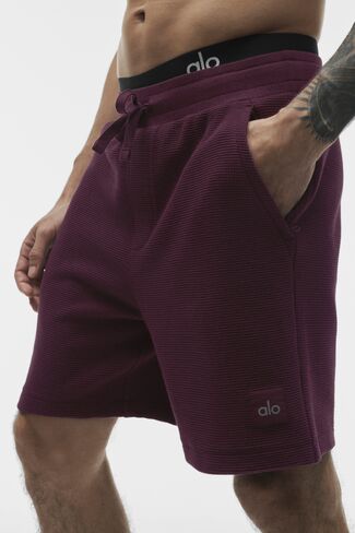 Alo Yoga 7" Waffle Lounge Short - Rich Bordeaux in Kuwait
