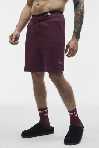 Alo Yoga 7" Waffle Lounge Short - Rich Bordeaux in Kuwait