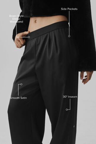 Alo Yoga Satin High-Waist Smooth Talker Pant (Regular) - Black in Kuwait