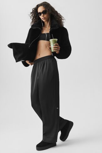 Alo Yoga Satin High-Waist Smooth Talker Pant (Regular) - Black in Kuwait