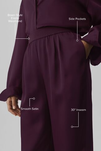 Alo Yoga Satin High-Waist Smooth Talker Pant (Regular) - Rich Bordeaux in Kuwait
