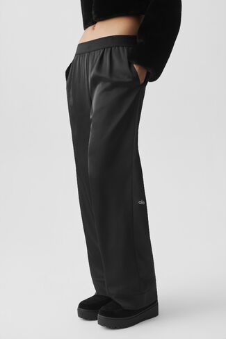 Alo Yoga Satin High-Waist Smooth Talker Pant (Long) - Black in Kuwait