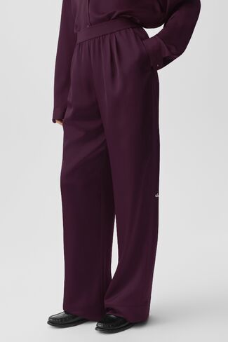 Alo Yoga Satin High-Waist Smooth Talker Pant (Long) - Rich Bordeaux in Kuwait