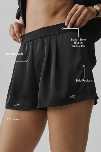 Alo Yoga Satin High-Waist Smooth Talker Short - Black in Kuwait