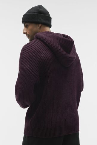 Alo Yoga Chunky Knit Rewind Hoodie  - Rich Bordeaux Multi in Kuwait
