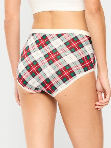 Old Navy High-Waisted Everyday Brief Cotton Underwear - White Tartan in Kuwait