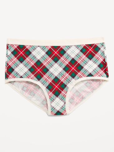Old Navy High-Waisted Everyday Brief Cotton Underwear - White Tartan in Kuwait