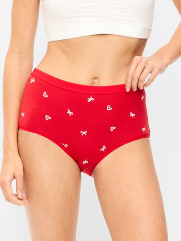 Old Navy High-Waisted Everyday Brief Cotton Underwear - Red Candy Cane Heart in Kuwait