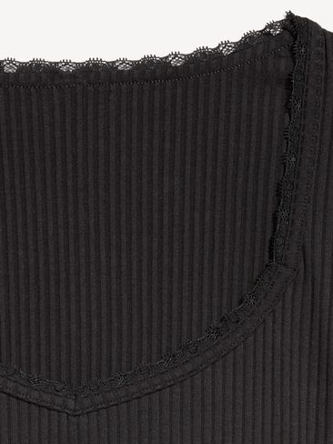 Old Navy Lace-Trim Sweetheart-Neck Ribbed Top - Black Jack in Kuwait