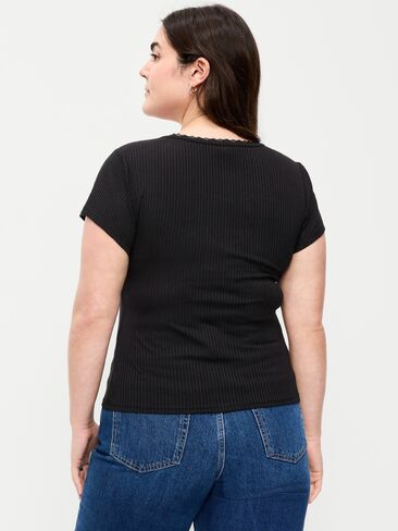 Old Navy Lace-Trim Sweetheart-Neck Ribbed Top - Black Jack in Kuwait