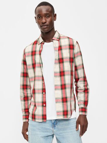 Old Navy Classic Fit Everyday Plaid Poplin Shirt - Sea Salt in Kuwait