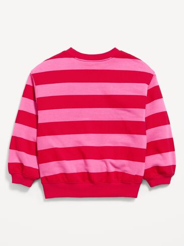 Old Navy Long-Sleeve Graphic Sweatshirt for Toddler Girls - Pink & Red Stripe in Kuwait