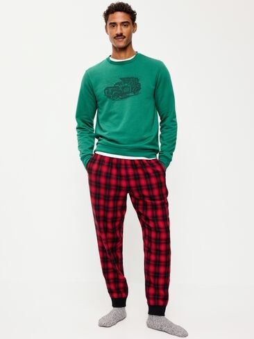 Old Navy Flannel Pajama Joggers for Men - Red Buffalo Check in Kuwait
