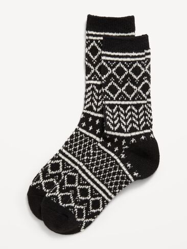 Old Navy Fair Isle Crew Socks for Women - Black Fair Isle in Kuwait