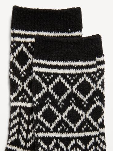Old Navy Fair Isle Crew Socks for Women - Black Fair Isle in Kuwait
