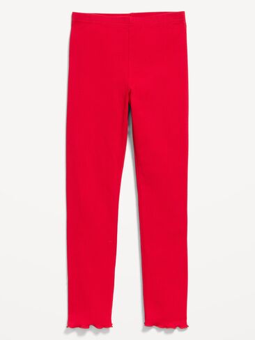 Old Navy Ribbed Lettuce-Edge Leggings for Girls - Robbie Red in Kuwait