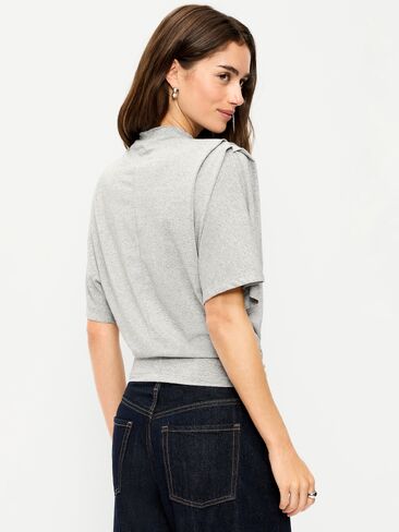 Old Navy High-Neck Flutter-Sleeve Top - Silver Gray in Kuwait