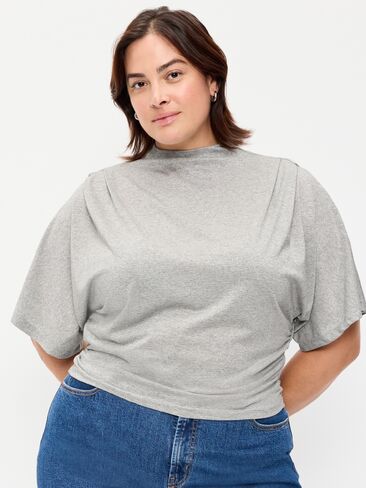 Old Navy High-Neck Flutter-Sleeve Top - Silver Gray in Kuwait