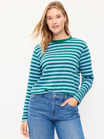 Old Navy Heavyweight Long-Sleeve T-Shirt - Blue Stripe in Kuwait