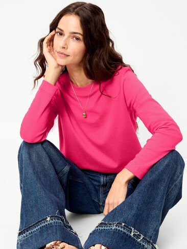Old Navy Heavyweight Long-Sleeve Crew-Neck T-Shirt - For Our Fuchsia in Kuwait