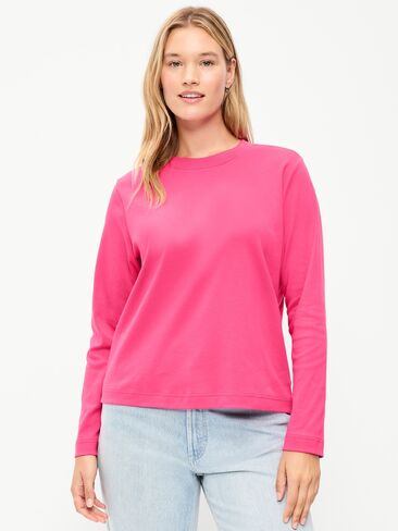 Old Navy Heavyweight Long-Sleeve Crew-Neck T-Shirt - For Our Fuchsia in Kuwait