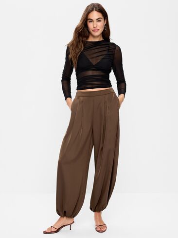Old Navy Mid-Rise Satin Harem Pant - Earthen in Kuwait