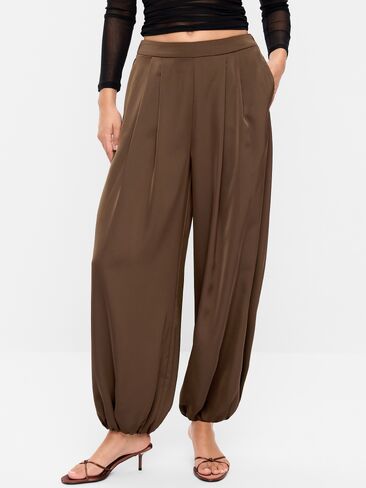 Old Navy Mid-Rise Satin Harem Pant - Earthen in Kuwait