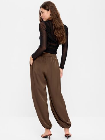 Old Navy Mid-Rise Satin Harem Pant - Earthen in Kuwait