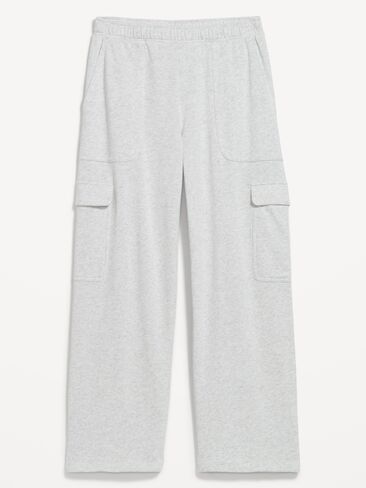 Old Navy High-Waisted SoComfy Wide-Leg Cargo Sweatpants - Light Gray Heather in Kuwait