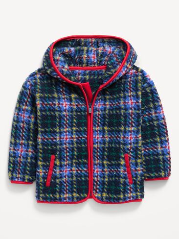 Old Navy Oversized Hooded Sherpa Jacket for Toddler Boys - Multi Print in Kuwait
