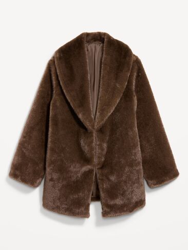 Old Navy Faux Fur Jacket - Dark Brown in Kuwait