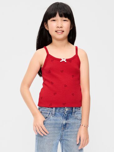 Old Navy Printed Fitted Cami for Girls - Red Hearts in Kuwait