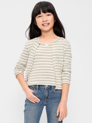 Old Navy Printed Fitted Cami for Girls - Gray Stripe in Kuwait