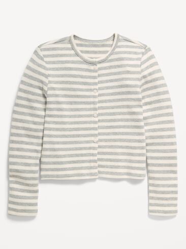 Old Navy Printed Cardigan Sweater for Girls - Gray Stripe in Kuwait